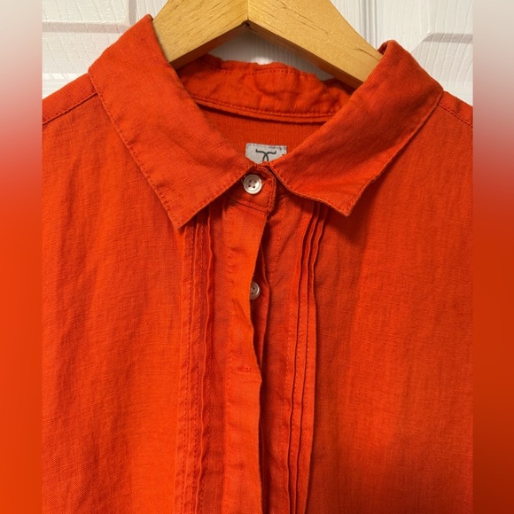 Tristan  orange sleeveless linen button down women’s shirt, size XL - Picture 2 of 5